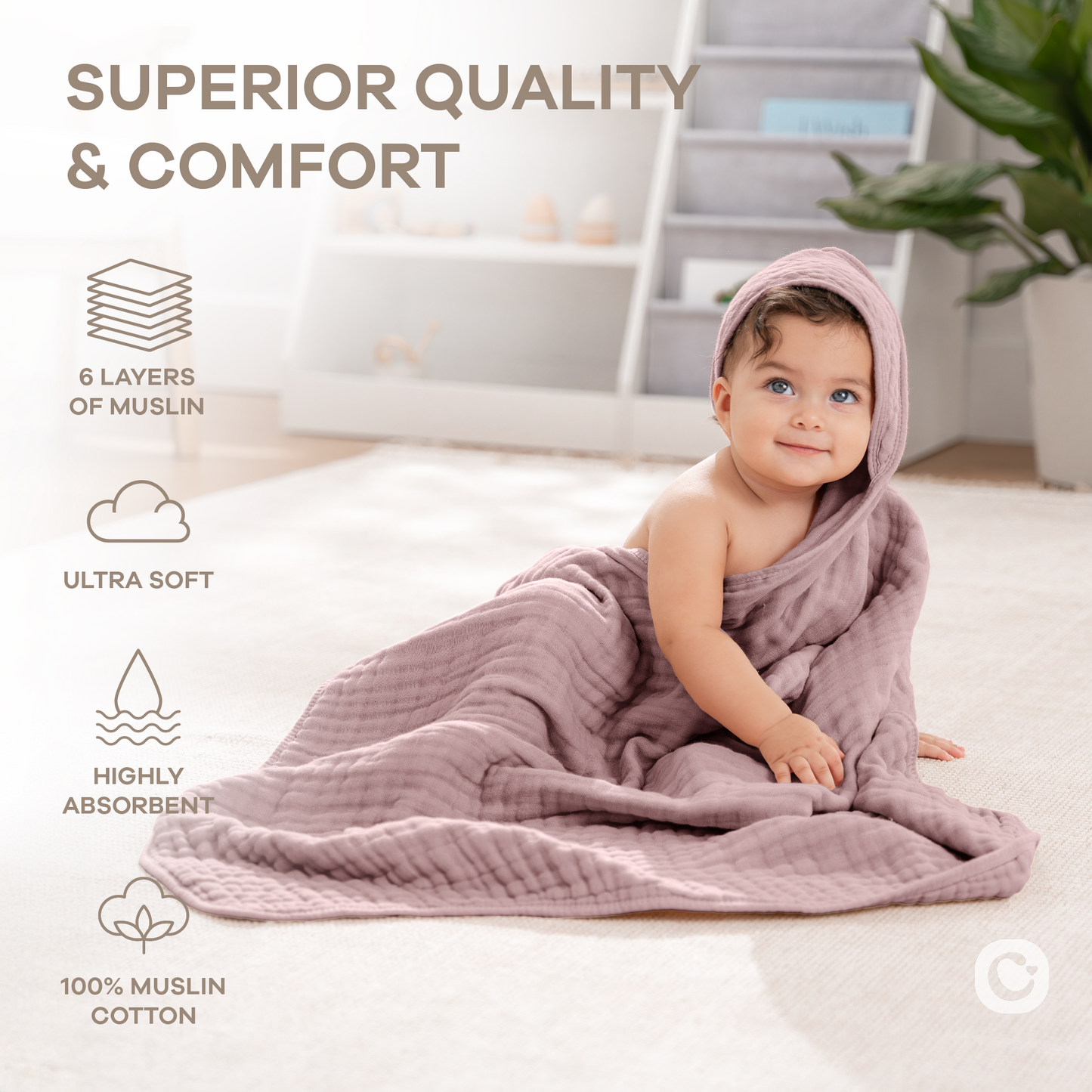 Baby Hooded Towels in Mauve