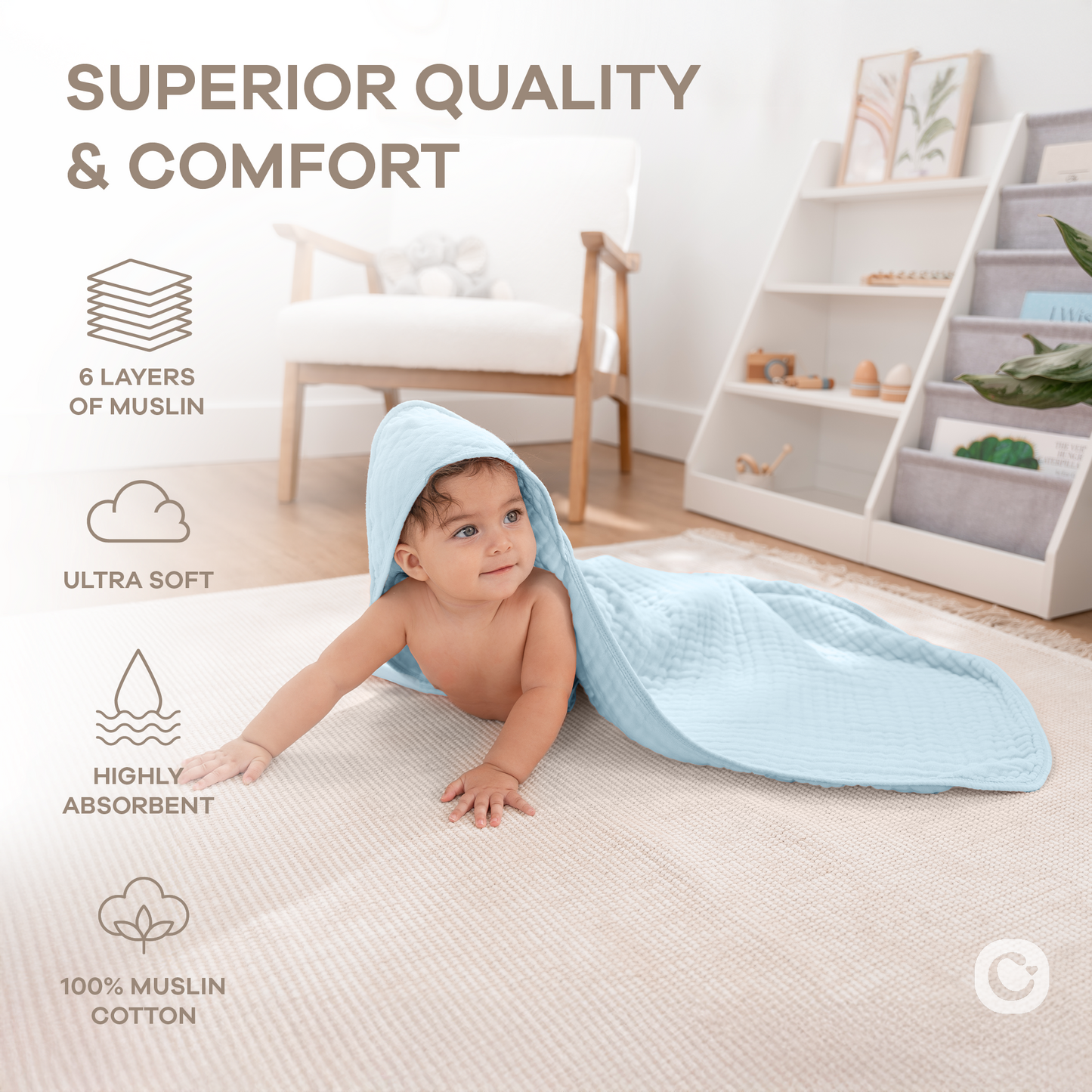 Baby Hooded Towels in Sky Blue
