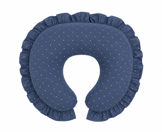 Denim Dot Ruffle Nursing Pillow Cover