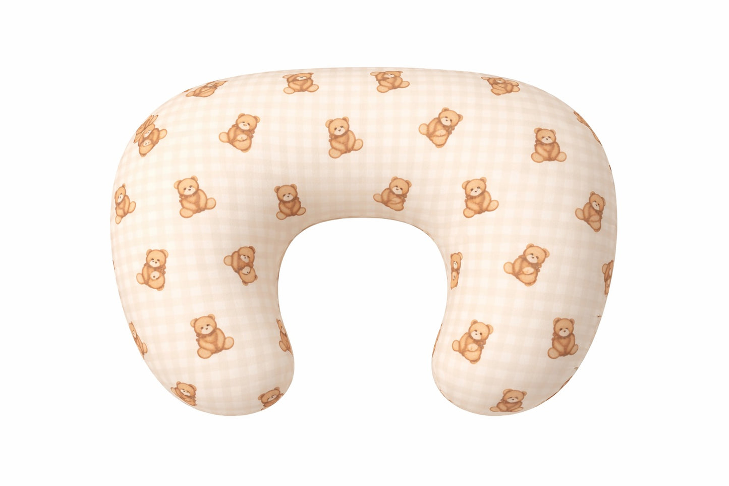 Beige Teddy Gingham Ruffle Nursing Pillow Cover