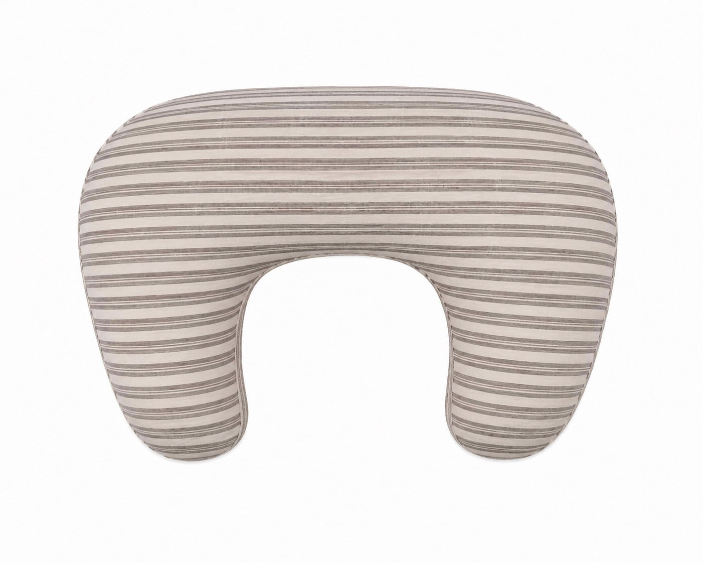 Grey Ivory Stripe Ruffle Nursing Pillow Cover