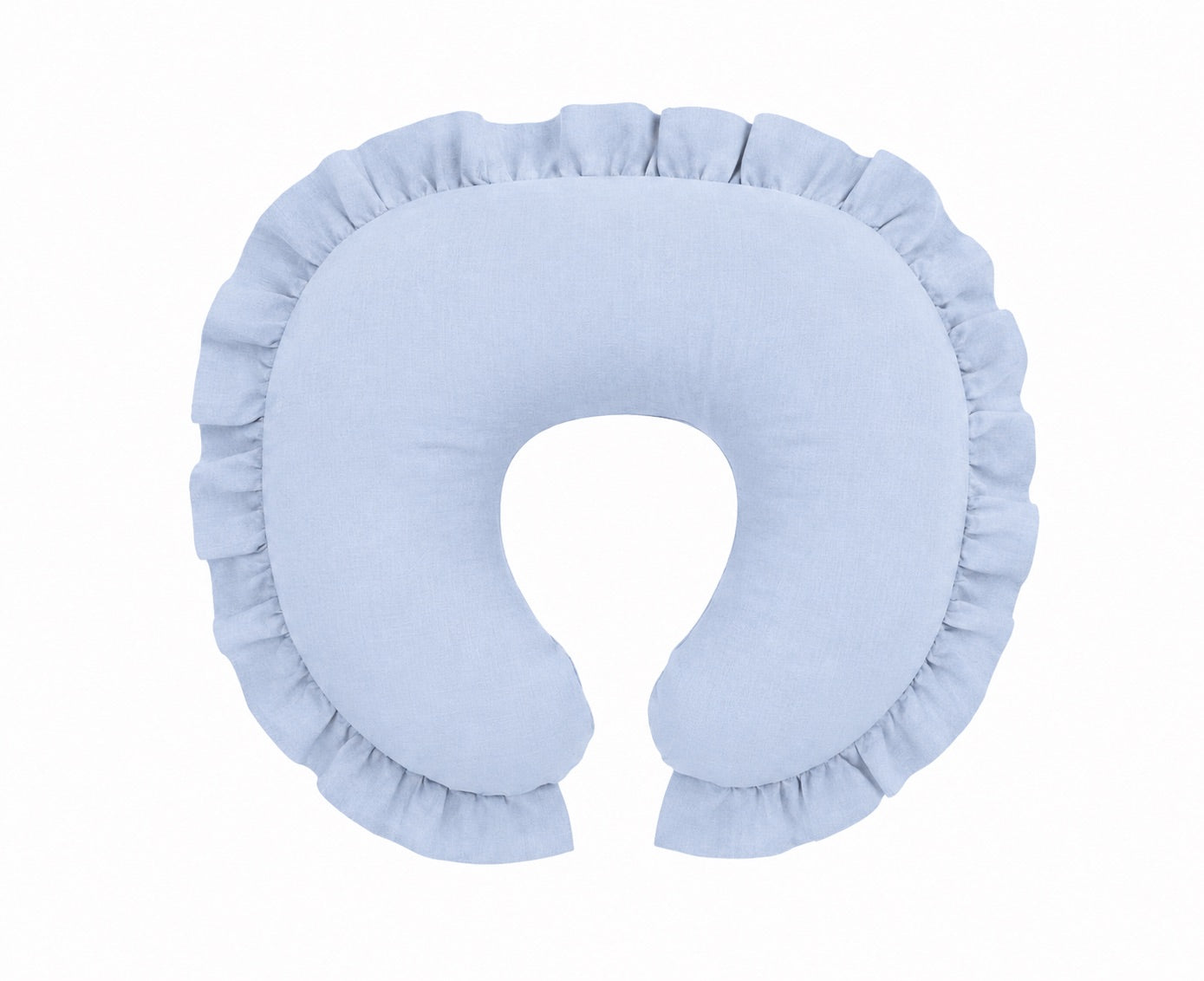 Light Denim Ruffle Nursing Pillow Cover