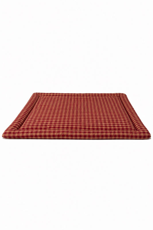 Red Beige Gingham Padded Baby Play Mat