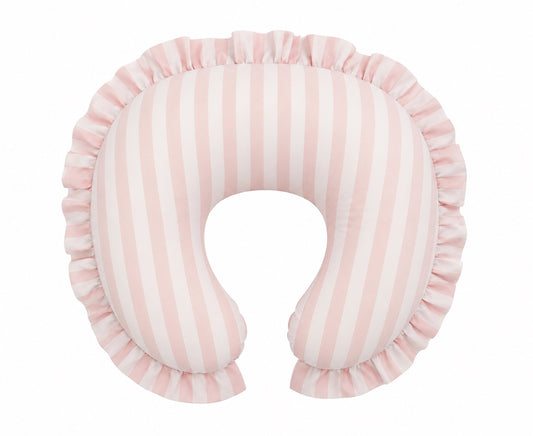 Pink White Stripe Ruffle Nursing Pillow Cover