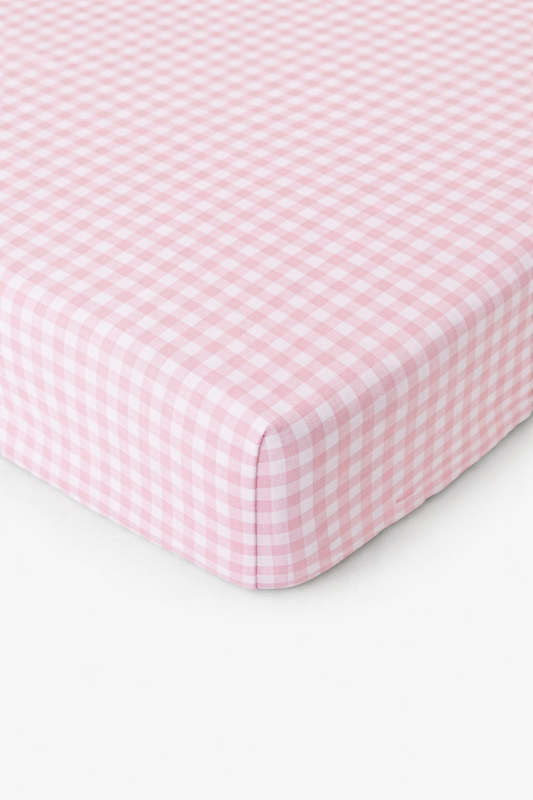Rosey Pink Gingham Crib Sheet