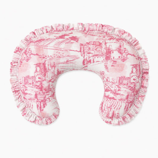 Pink Toile Ruffle Nursing Pillow Cover