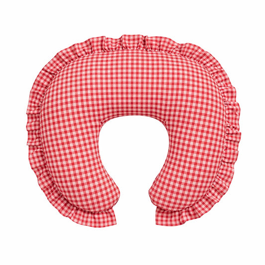 Red Gingham Ruffle Nursing Pillow Cover