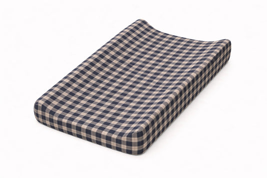 Blue Plaid Changing Pad Cover