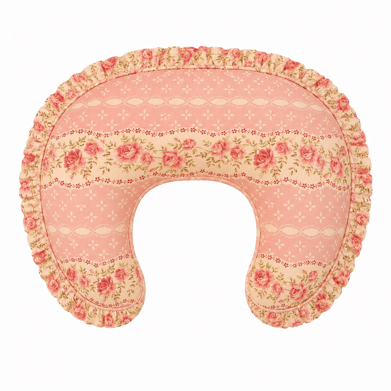 Pink Rose Ruffle Nursing Pillow Cover