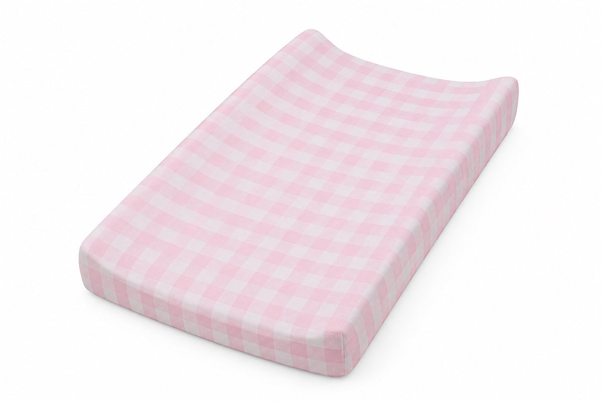 Light Pink Checkered Changing Pad Cover