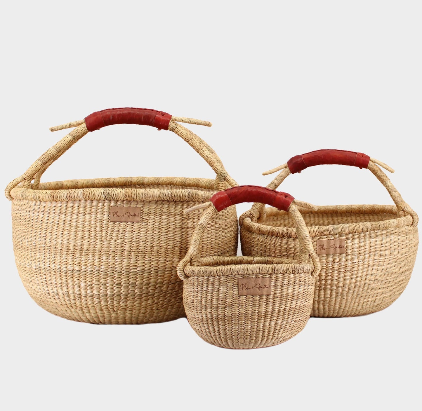 Cognac Handle<br>Large Market Basket
