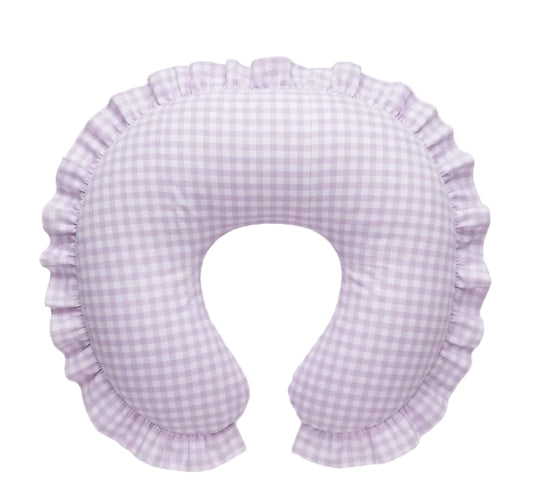 Purple Gingham Ruffle Nursing Pillow Cover