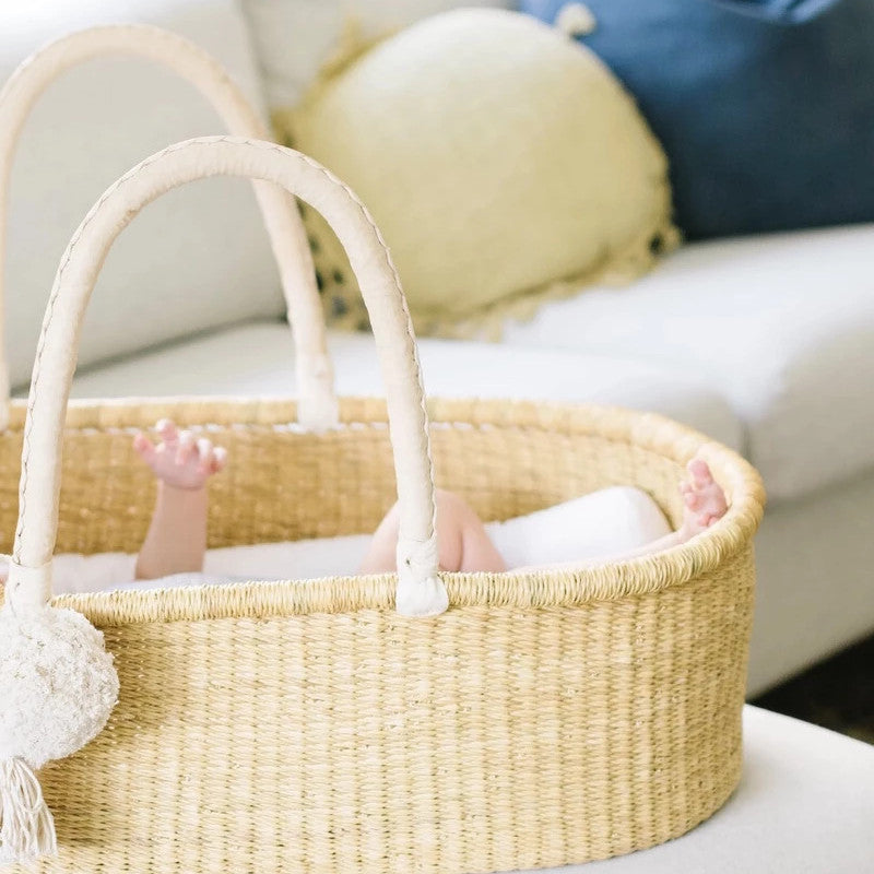 Cream Handle No Hood Moses Basket