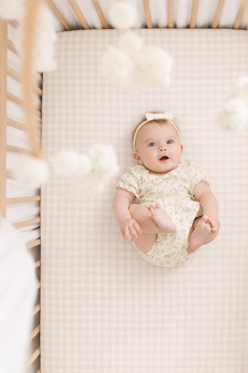 Haven Beige Gingham Crib Sheet