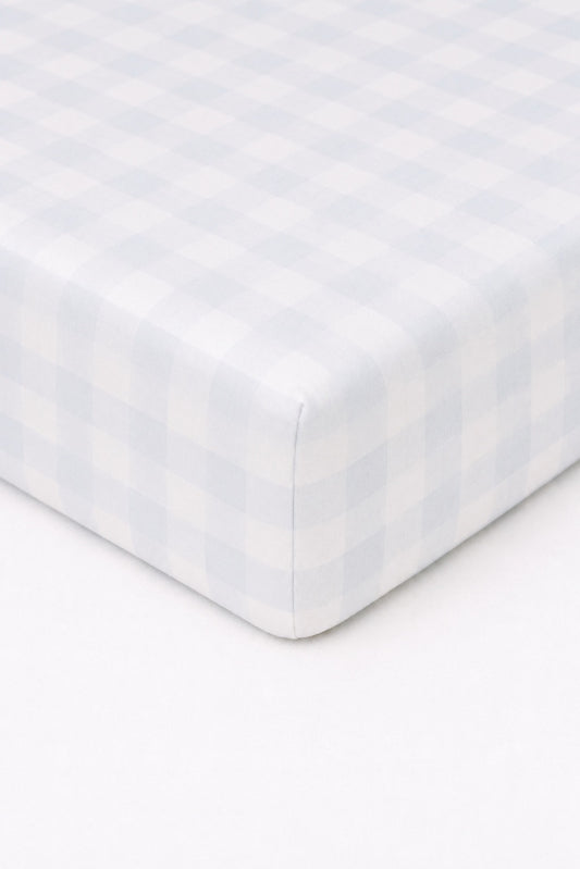 Light Blue Checkered Crib Sheet