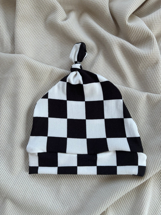 Race Black Checkered Knotted Hat