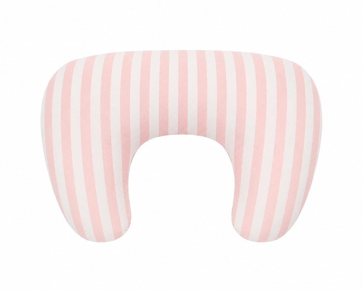 Pink White Stripe Ruffle Nursing Pillow Cover