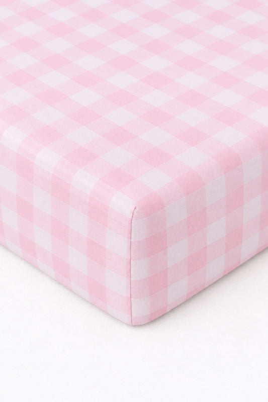 Light Pink Checkered Crib Sheet