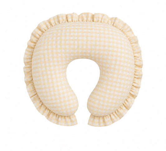 Yellow Gingham Ruffle Nursing Pillow Cover