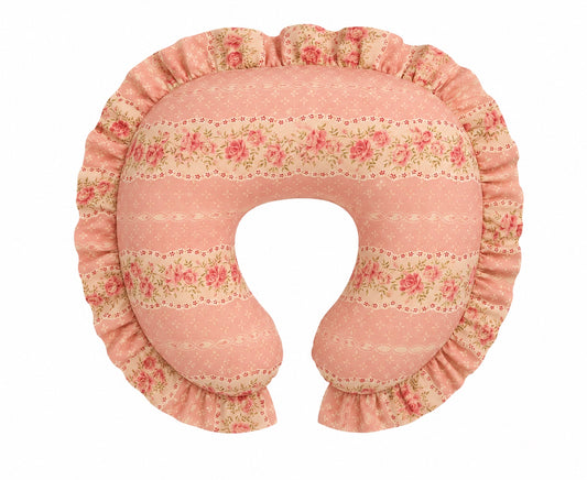 Pink Rose Ruffle Nursing Pillow Cover