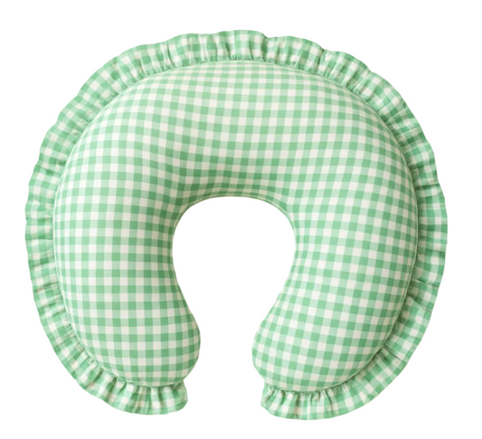 Green Gingham Ruffle Nursing Pillow Cover