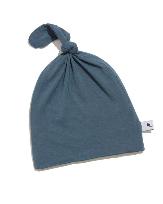Navy top knot hat