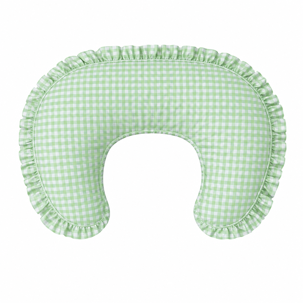 Green Gingham Ruffle Nursing Pillow Cover