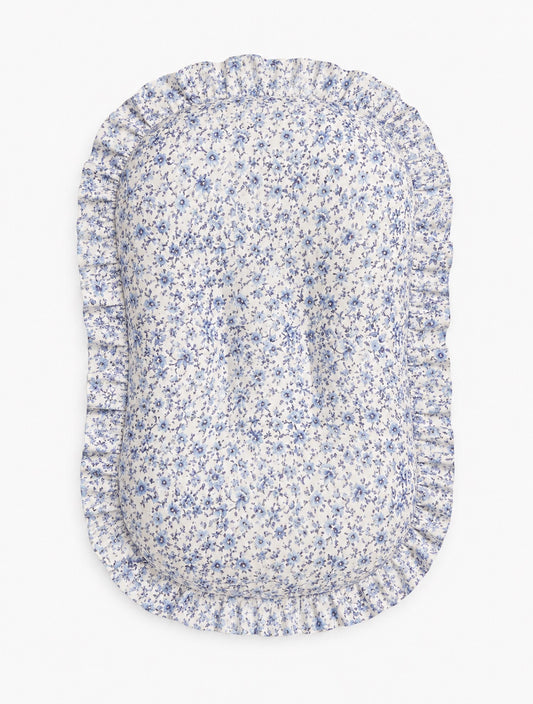 Blue Floral Ruffle Baby Lounger Cover