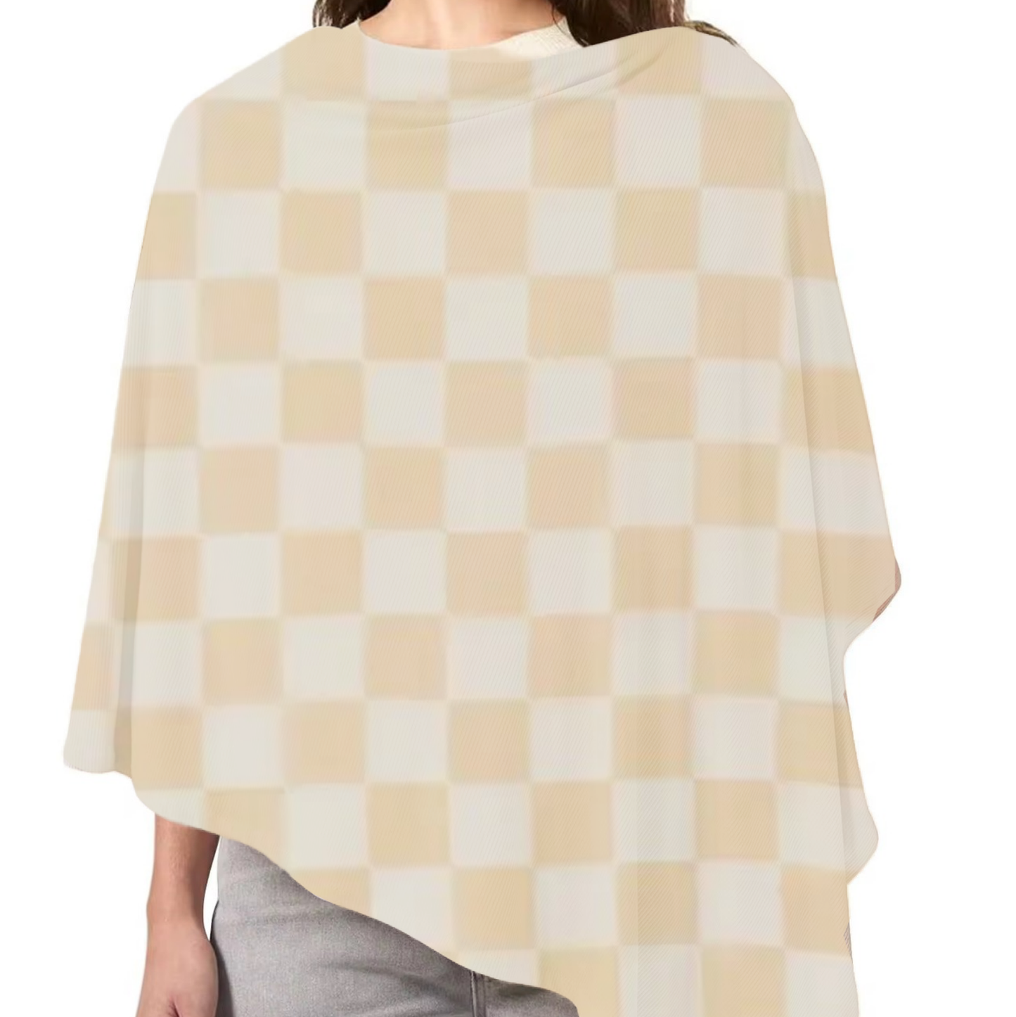Butter Cream & White Checkered Carseat Cover