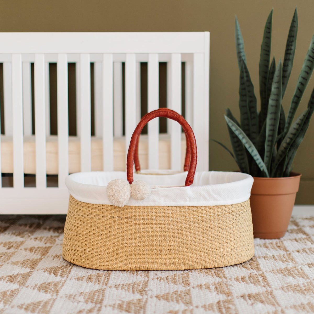 Cognac Handle No Hood Moses Basket