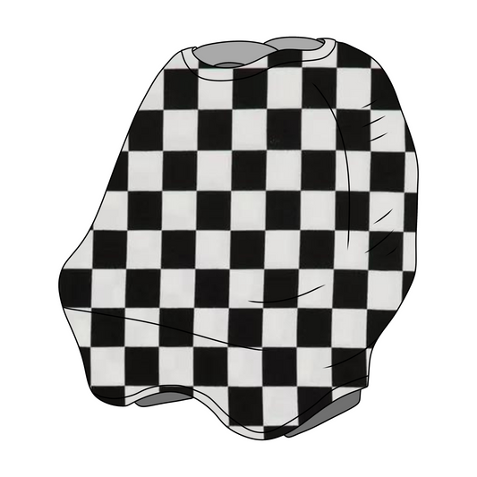 Race Black & White Checkered Carseat Cover