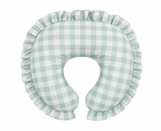 Light Green Checkered Ruffle Nursing Pillow Cover
