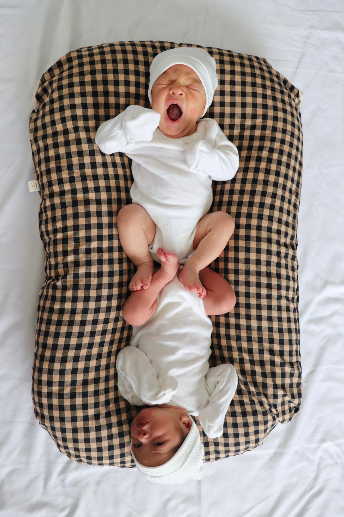 Brown Black Gingham Ruffle Baby Lounger Cover