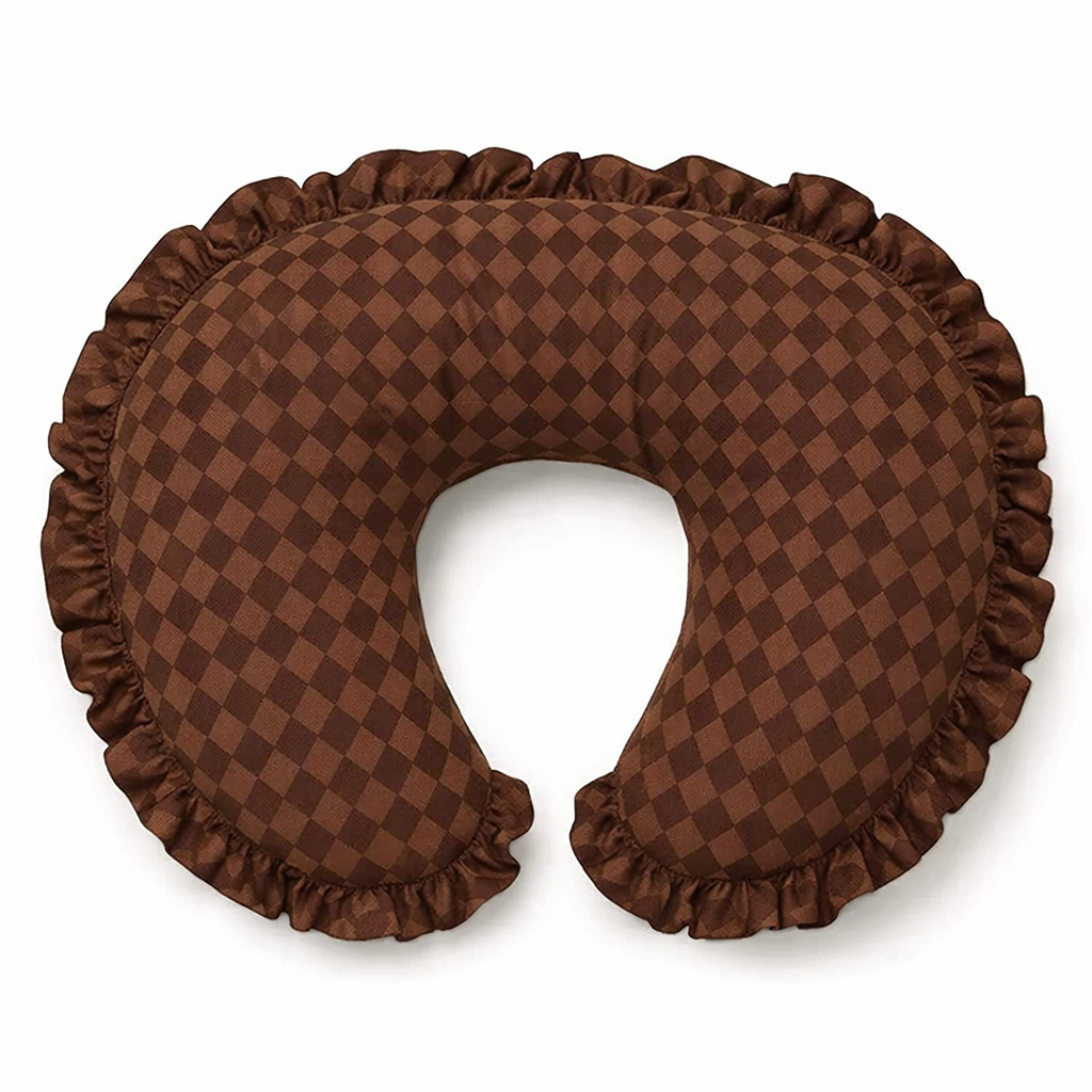 Brown Diamond Ruffle Nursing Pillow Cover