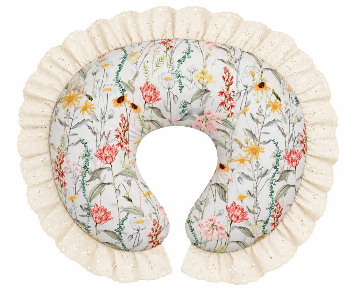 Ivory Eyelet Ruffle Original Nursing Pillow Cover