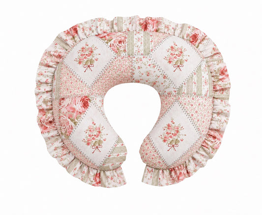 Pink Green Patchwork Ruffle Nursing Pillow Cover