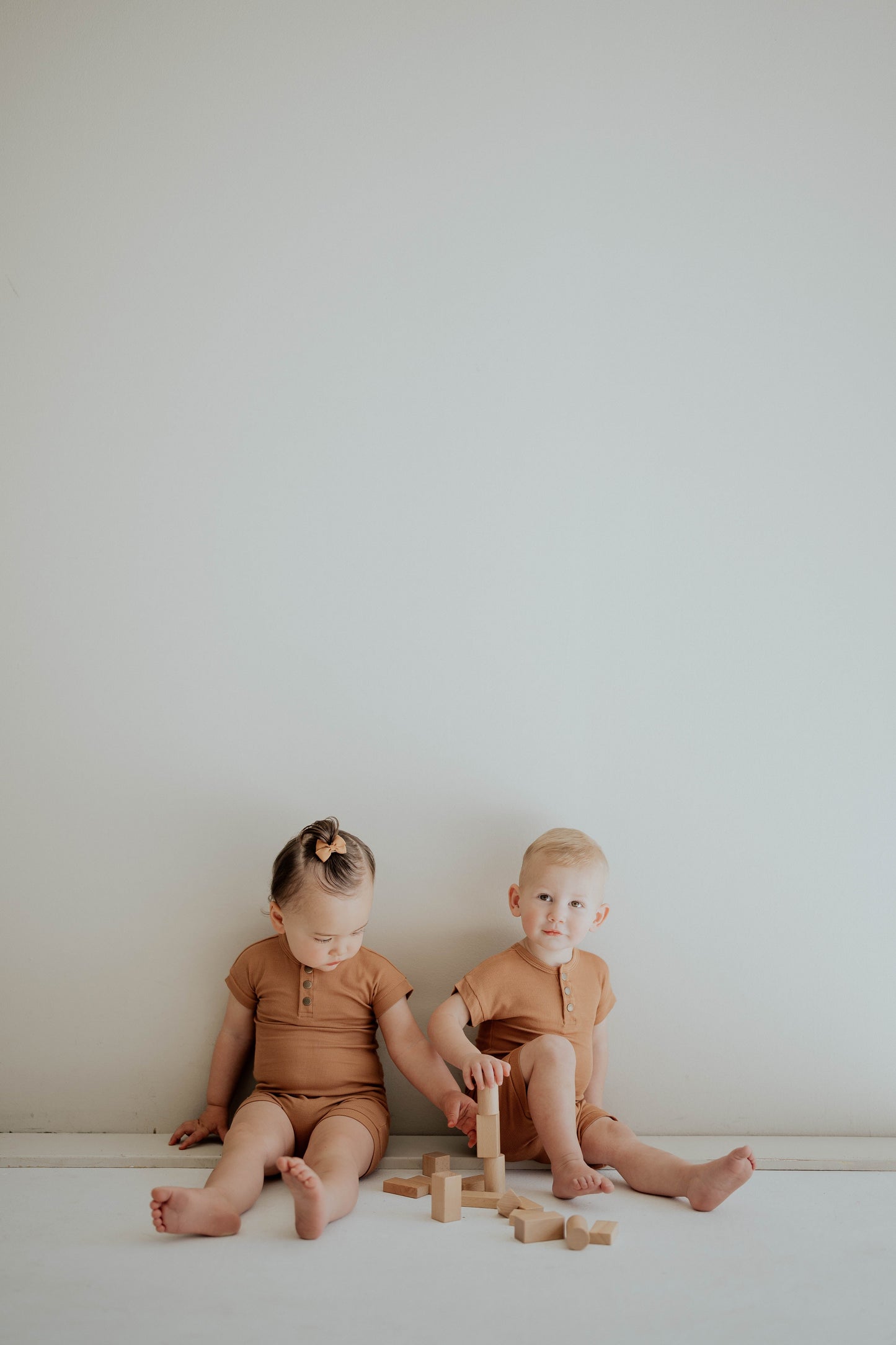 camel ribbed romper