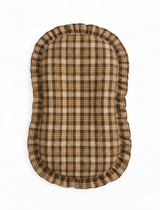 Brown Plaid Ruffle Baby Lounger Cover