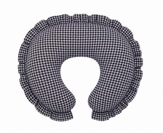 Black White Houndstooth Ruffle Nursing Pillow Cover