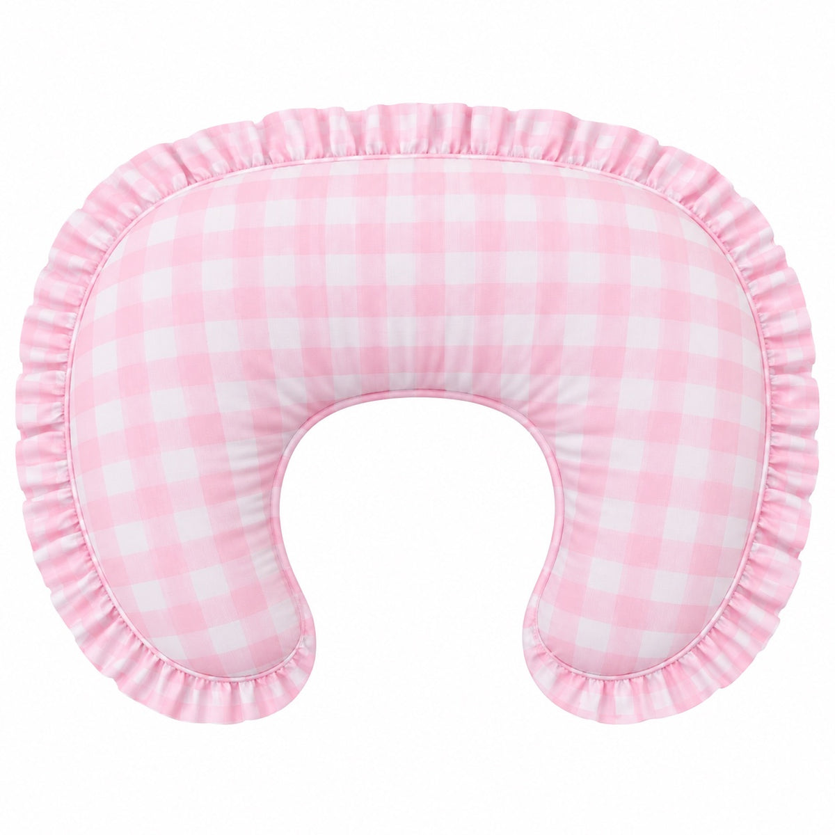 Light Pink Checkered Ruffle Nursing Pillow Cover