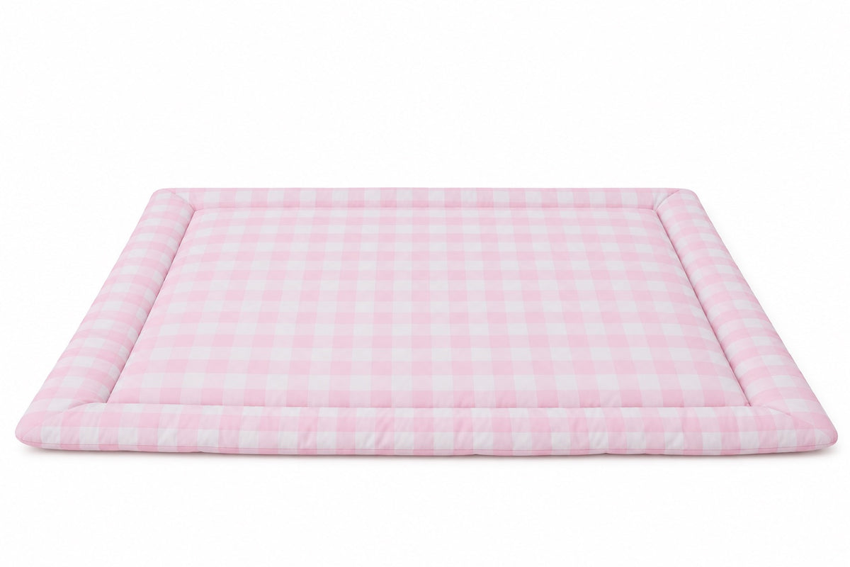 Light Pink Checkered Padded Baby Play Mat
