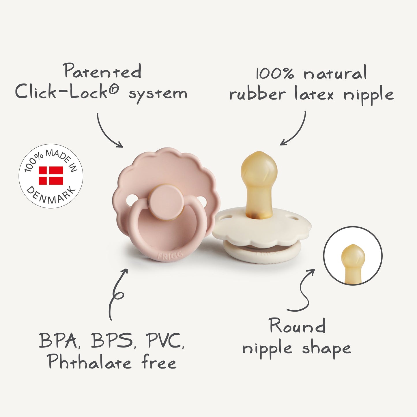 FRIGG Daisy Natural Rubber Pacifier 2-Pack