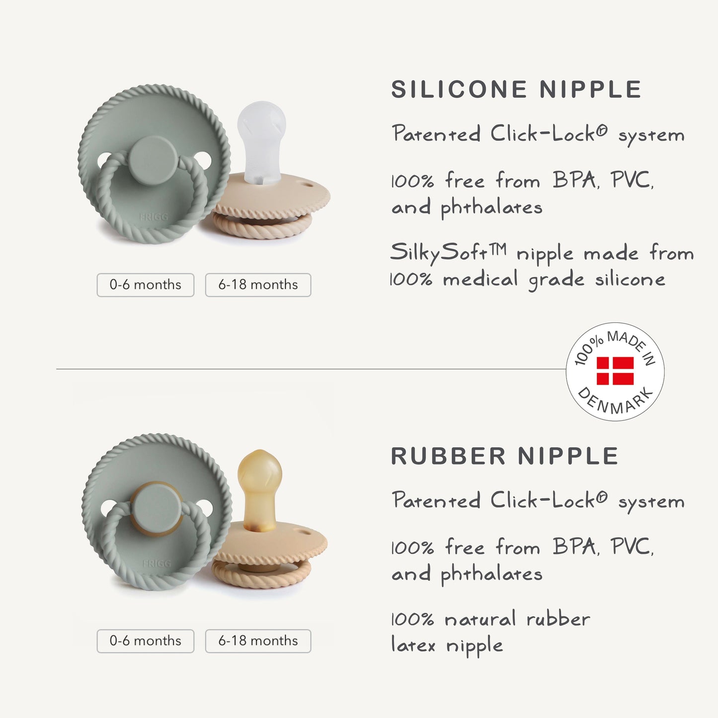 FRIGG Rope Silicone Pacifier 2-Pack
