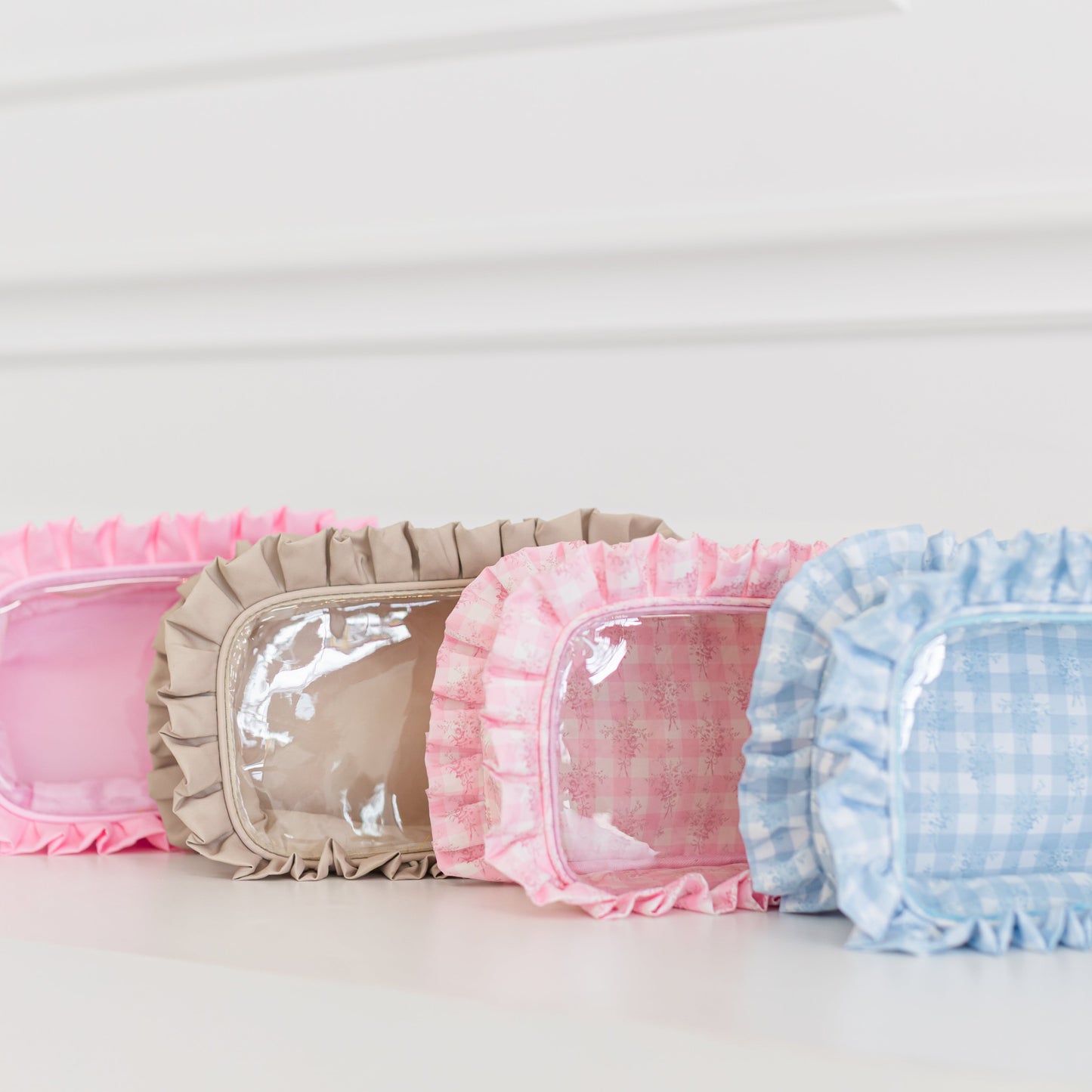 Ruffled Nylon Large Clear Pouch