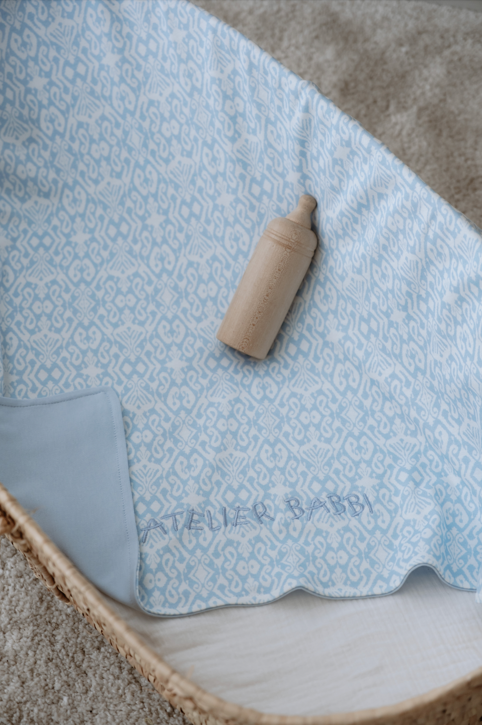 Double-Sided Baby Blanket - Ikat / Blue