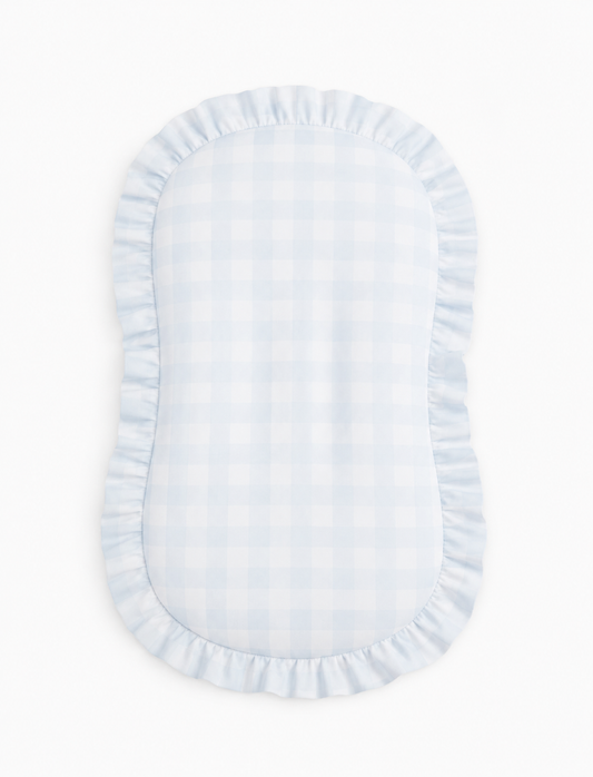 Blue Checkered Ruffle Baby Lounger Cover