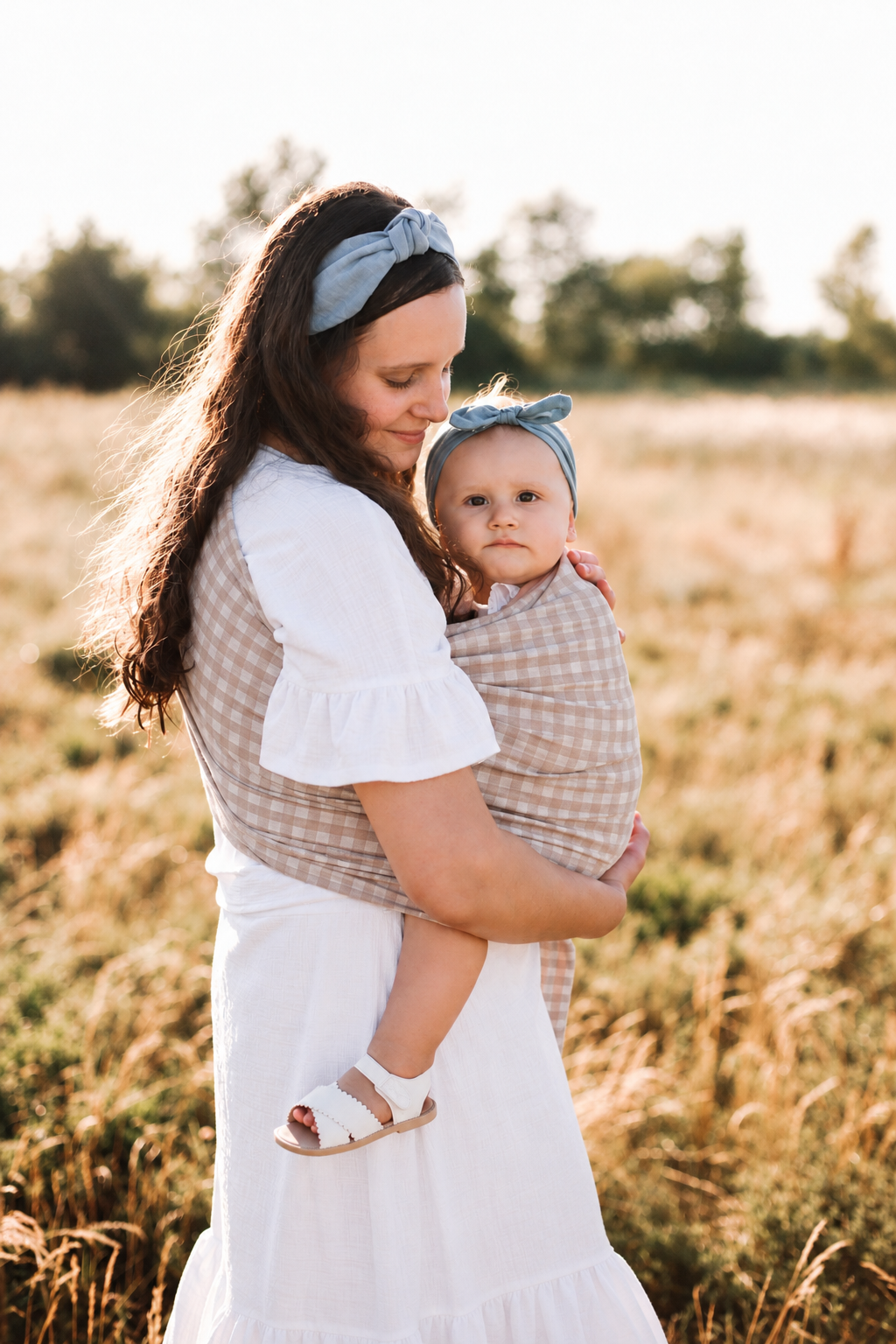 Beige Gingham Ring Sling Carrier