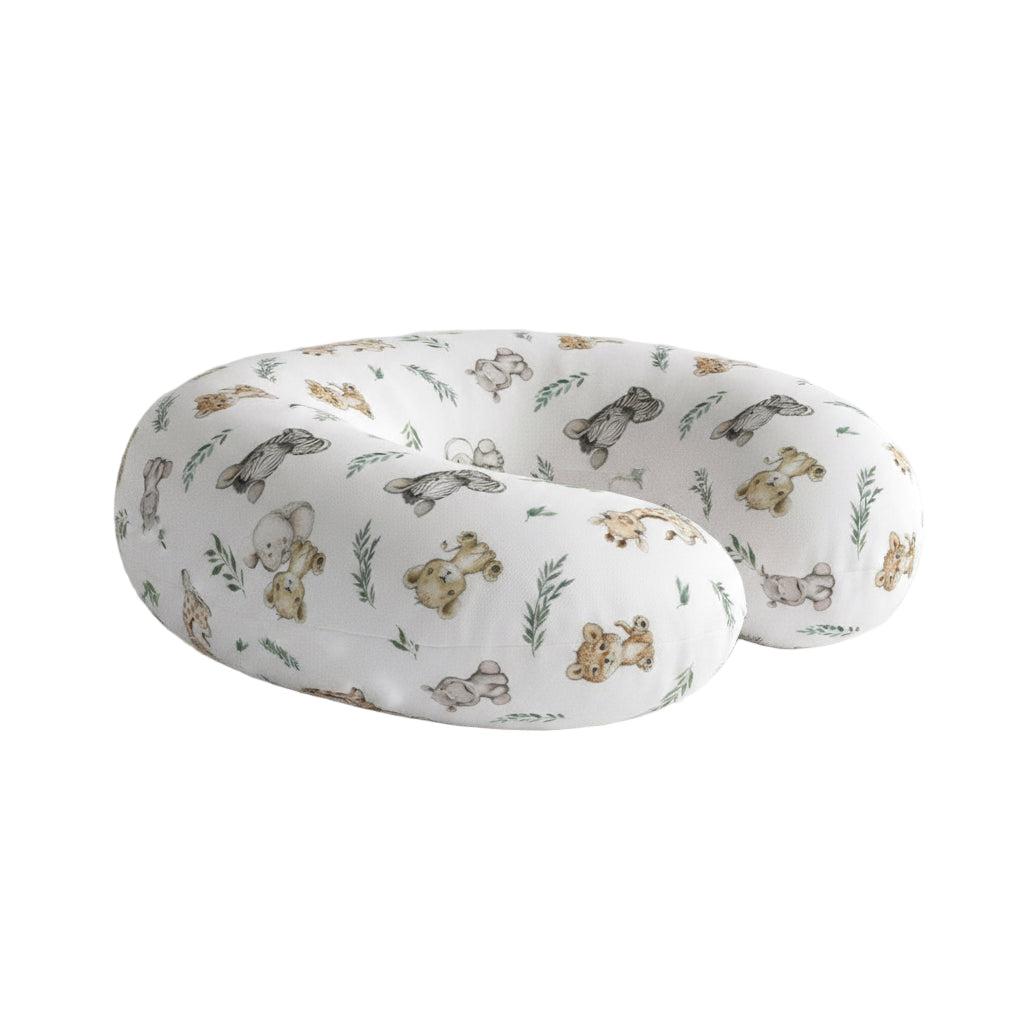 Nursing pillow with animal pattern on a white background