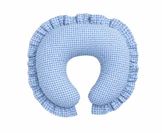 Blue Gingham New Ruffle Nursing Pillow Cover