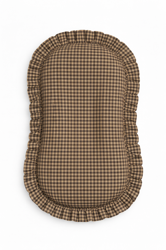 Brown Gingham Ruffle Baby Lounger Cover